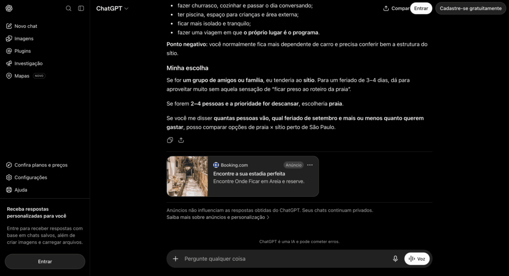 Anúncios no ChatGPT já são realidade no Brasil (e nós já estamos testando por aqui)
