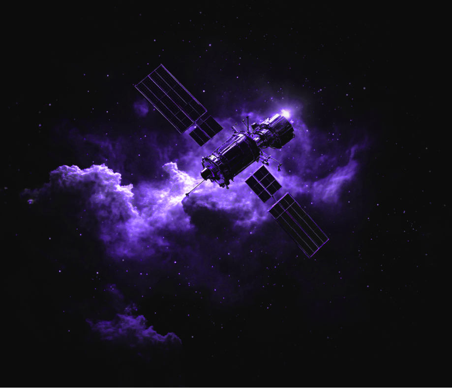 Satélite roxo no espaço